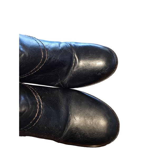 Naya Lark Leather Ankle Boots Block Heel & Side Zip Cuffed Western Women 7.5 N - Picture 8 of 15